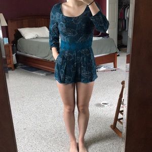 Blue patterned romper